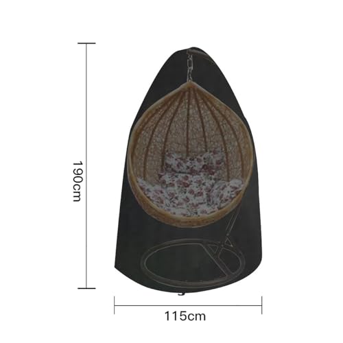 POFET Patio Hanging Egg Chair Cover Waterproof Heavy Duty Outdoor 210D Oxford Fabric Swing Egg Chair Cover with Zipper - 190x115cm - Image 3