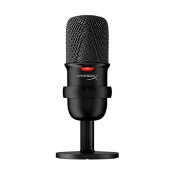Microfone Condensador USB HyperX Solocast - Alta Resolução de 24 bits/96 kHz, Sensor de Toque-para-Silenciar com indicador de LED, Cardióide, para Streaming, Podcasts, Jogos, Preto (4P5P8AA)