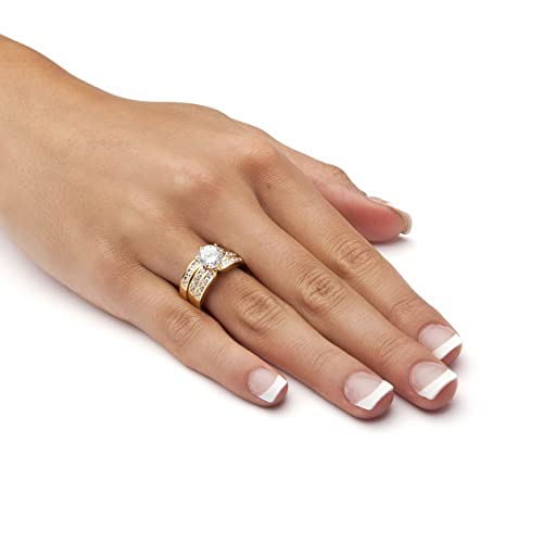 PalmBeach Goldtone Round Cubic Zirconia Bridal Ring Set Sizes 6-103