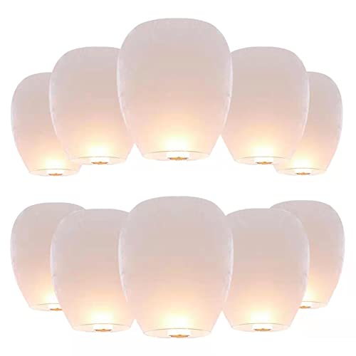 10 Pack Chinese Paper Lanterns to Release in Sky, ECO Friendly Biodegradable Paper Sky Lanterns to Release in Sky Memorial Events, Wishing Lanterns for Birthday, Celebrations &Party