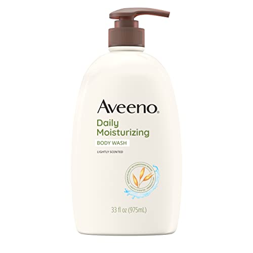 Aveeno Daily Moisturizing Body Wash with Soothing Oat Creamy Shower Gel (Soap Free and Dye Free Light Fragrance), 33 Fl Oz