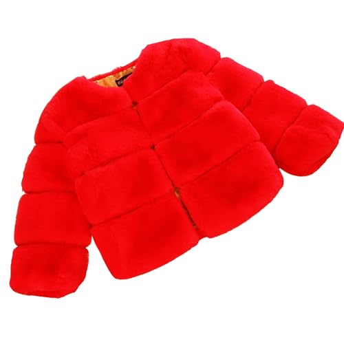 EnJoCho Children's Children's Clothing Splicing Thickened Small And Large Children's Coat Girls' Coat (Red, 3-4 Years)