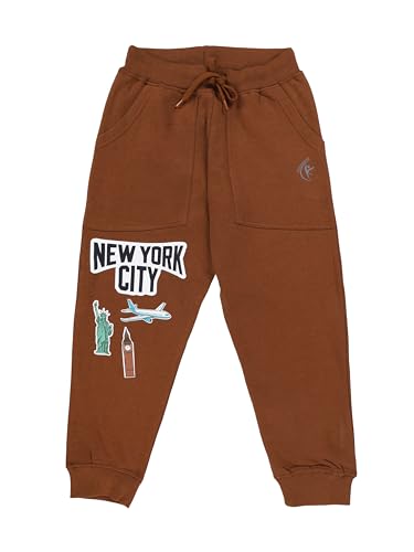 Image of KiddoPanti Boys Solid Fleece Track Pants | Cotton Poly Fleece Fabric | Ankle Length Bottom Rib | 2 Front Patch Pocket | Elastic Waist & Drawcord | Jogger Track Pants for Boys