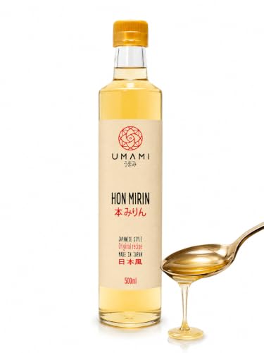 Umami Hon Mirin Giapponese 500ml - Vero Sake Dolce per Cucinare - Prodotto in Giappone - Fermentato in Botti di Legno - Ideale per Teriyaki e Glassa