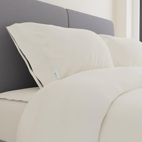 Image of QuickZip Percale Pillowcase Standard /Queen Size (20 inch X 32 inch), Set of 2, 100% Cotton Pillow Covers with Envelope Closure, Ivory