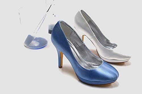 JIAJIA K101051 Women's Bridal Shoes Closed Toe Block Low Heel Dyeable Satin Pumps Wedding Shoes Color Ivory,Size 6.5 B(M) US/37 EU | Image 3