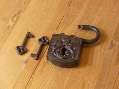 Intended for/Compatible with Cast Iron Lock and Key Large que Vintage Look Finish Prop Skeleton Key Rustic
