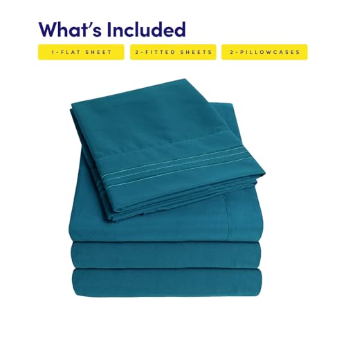 Image of 1500 Supreme Collection Extra Soft Split King Sheets Set, Denim - Luxury Bed Sheets Set with Deep Pocket Wrinkle Free Bedding, Over 40 Colors, Split King Size, Denim