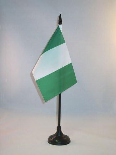 AZ FLAG, Nigeria Table Flag 4'' x 6'', Nigerian Office Mini Banner 100% Polyester 15 x 10 cm