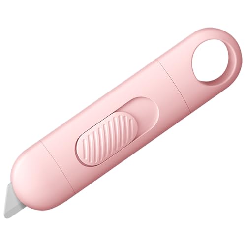 Cúter Retráctil, Cuchillo Multiusos Retráctil de Fácil Deslizamiento for Abrir Cajas, Sobres, Paquetes, Cintas Adhesivas y Más(Pink)