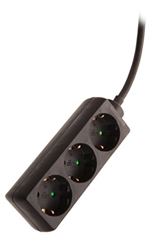 as - Schwabe Dreifach Steckdosenleiste, Schwarz mit erhöhtem Berührungsschutz 13912