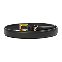 Women’s Leather Belts 2.8cm wide for Jeans Pants Fashion Buckle Ladies Waist Belt (Gold Buckle)