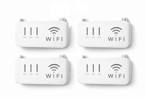 Image of Nurmantras inchHerbal By Nur inch Wall Mount WiFi Router Holder Shelf - Strong Self Adhesive No Drill Rack for Router, Modem, Cable Organizer Stand for Home & Office Use | White (Pack of 4)