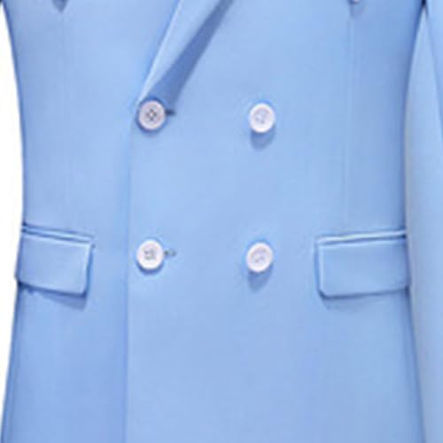 Men's Casual Business 2 Piece Suit Sets Slim Fit Double Breasted Blazer Jacket Pants Set Wedding Prom Tuxedo Suits3
