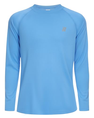 Image of Runhit Boys Rash Vest Long Sleeve, UPF 50+ UV Sun Protection Kids Swim Top, Quick Dry Rash Guard T Shirt for Beach Running Fishing Surfing Outdoor Sport, Blue Age 9-10 Years