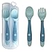 2 pezzi di cucchiaio e forchetta cucchiaio da addestramento per l'alimentazione dei bambini facile da impugnare cucchiaio da apprendimento pieghevole per l'alimentazione dei bambini (blu)