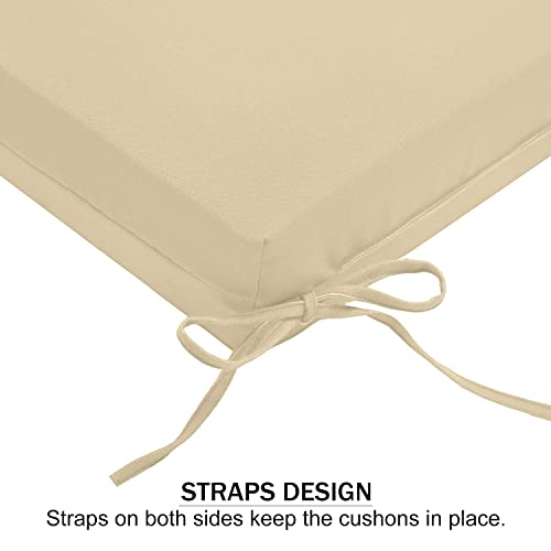Downluxe Outdoor Chair Cushions, Waterproof Square Corner Memory Foam Seat Cushions With Ties For Garden Patio Funiture, 18.5" X 16" X 3", Khaki, 4 Pack #TOP2