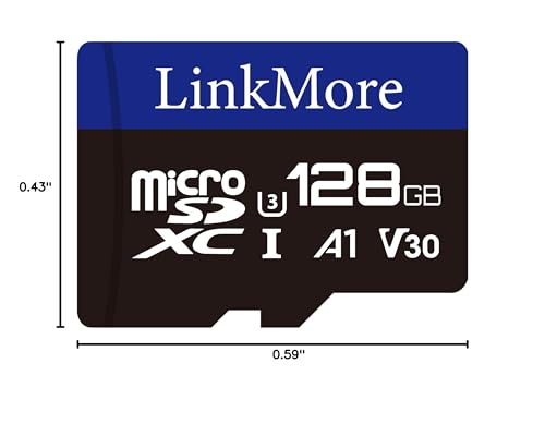Image of LinkMore XV13 128GB MicroSD Memory Card, MicroSDXC A1 UHS-I U3 V30 Class 10, Read Up to 95 MB /s, Write Up to 60 MB /s, SD Adapter Included