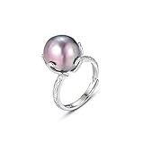 Purple Baroque Pearl Ring; Freshwater Pearls Adjustable Statement Ring; June Birthstone Ring; S925 Sterling Silver