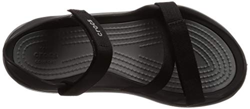 Image of Crocs Women's Swiftwater Webbing W Flat Sandal, Black, 6 M US
