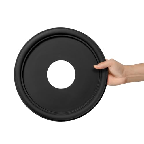 Image of Black Molded PU Ceiling Medallion, 13 inch OD x 4 inch ID x 1 inch P | For Light Fixtures And Ceiling Fans, Fits Canopies Up To 10.25 inch