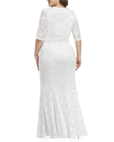 Wedding Dresses for Bride Plus Size - Mermaid Formal Evening Gown Wrap Neck Lace Dress4