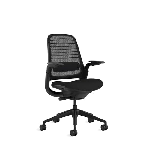 Image of Steelcase Series 1 Office Chair, Carpet Floors, Licorice + Onyx Era
