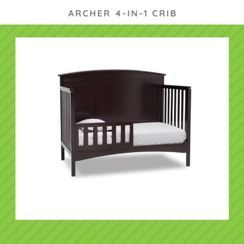 Toddler Bed Safety Guard Rail Compatible with Delta Children Convertible Cribs - Solid Wood Rail for Convertible Crib to Toddler Bed Conversion - Safety Guard Rail (Dark Chocolate - 207, #0080)