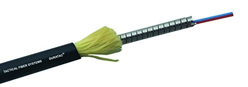DURATAC 1000 Foot TFS Stainless Steel Armored Tactical Fiber Cable terminated with 4 LC Connectors - Single Mode - with Reel