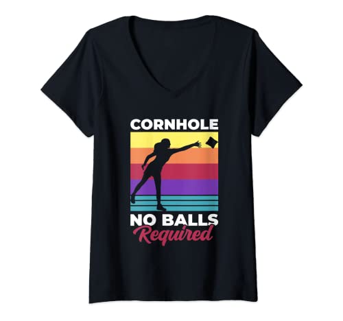 Womens Cornhole No Balls Required Cornhole Mom Cornhole Mother V-Neck T-Shirt