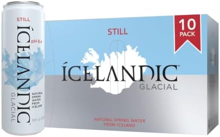 Icelandic Glacial Natural Spring Alkaline Water, 330 ml Cans, 10 Count
