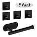 Porta Rollos de Papel Higienico, Portarrollos BañO Acero Inoxidable con 4 Autoadhesivo Ganchos, Accesorios BañO sin Taladro(Negro)