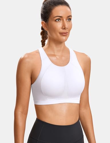 Image of SYROKAN Full Coverage Plus Size Sports Bras for Women High Support Racerback Padded Bras for Women No Underwire