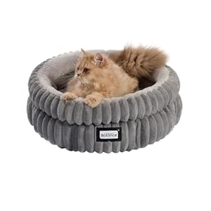 BALANCE Cat Bed Kitten Bed, Washable Round Cat Beds for Indoor Cats,Super Soft Plush Faux Fur Pet Bed for Puppy and Kitten with Anti-Slip Bottom