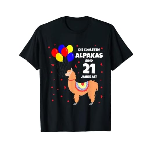 Cooles alpaca - Camiseta de cumpleaños con globos para fiesta de 21 años Camiseta
