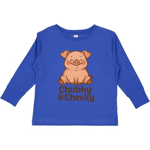 inktastic Chubby & Cheeky Pig Cute Cartoon Graphic Toddler Long Sleeve T-Shirt