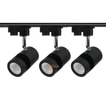 JACKAL Metal Led 9 Watts Indoor Ceiling Spot Light/Focus Light/Track Light (White)|Flexibly Rotatable Light Head| for Kitchen,Living Room&Malls-Trackway Included (Black Body),Pack of 3