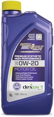 Royal Purple 06020-6PK API-Licensed Heavy Duty SAE 0W-20 High Performance Synthetic Motor Oil, 1 Quart Bottle, Case of 6