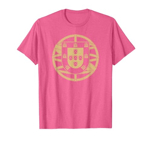 Portugal Coat ARMS Portuguese Flag Symbol Emblem T-Shirt, Men, Pink Heather, Large