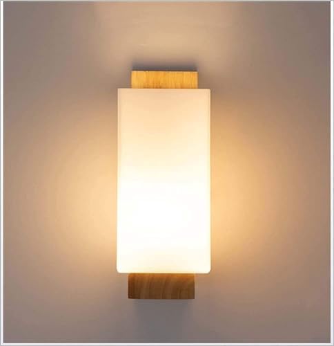 Modern Japanese Style LED Wall Sconce Light – Solid Oak