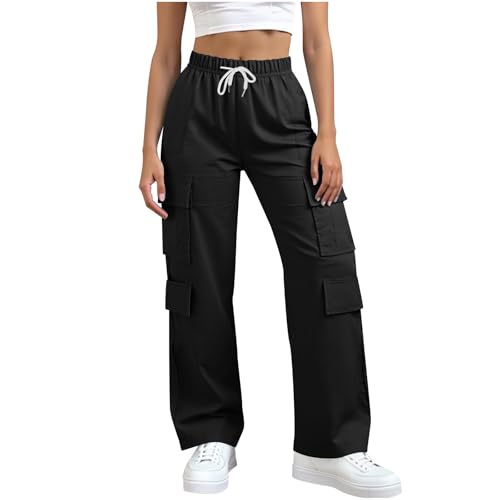 Cargo Pants Women Baggy Elastic High Waisted Pants Casual Wide Leg Trousers Streetwear Outfits with Pockets4