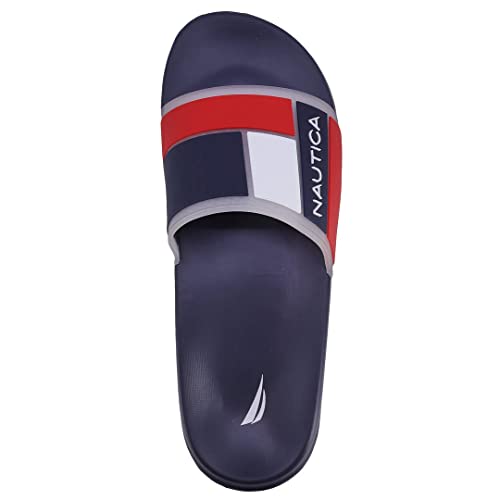 Image of Nautica Men's Open Toe Slide Sandals - Comfortable Indoor & Outdoor Shower Slippers