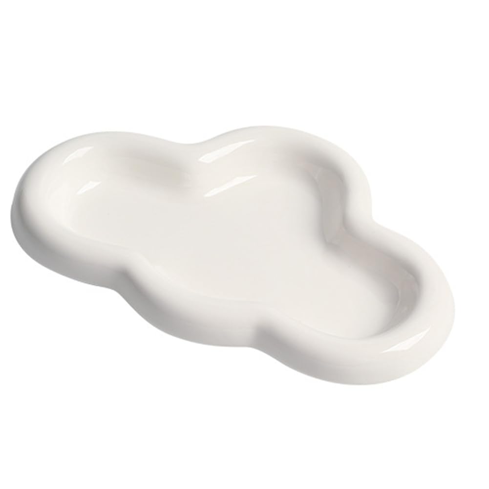 CTRLZS Decorative Cloud Tray for Jewelry, Aesthetic Room Decor Accessory, Home Desktop Organizer,Ceramic Jewelry Display Tray B