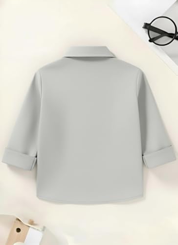Image of Boys Mandarin Collar Shirt with Chest Pocket Beige and Rama Blue Color, Long Sleeve Button-Down Casual Shirt Pack of 2