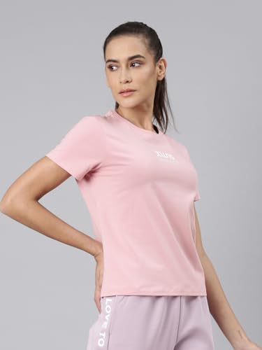 Image of XTEP Comprehensive Training Series, Slim Fit, Short Sleeve, Cotton+Elastene, Crew Neck Design, Twill Weave, Typography Printed Training T-Shirt for Women