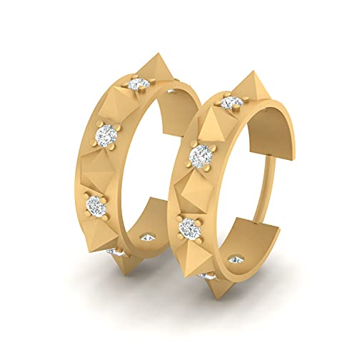 Créoles argent 925 finition or jaune et diamant créé le cadeau d'anniversaire parfait