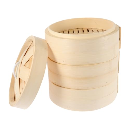 IWOWHERO 竹製 蓋付き蒸し器 キッチン用 パン 蒸し器 再利用可能な調理器具 実用的なフードスチーマー