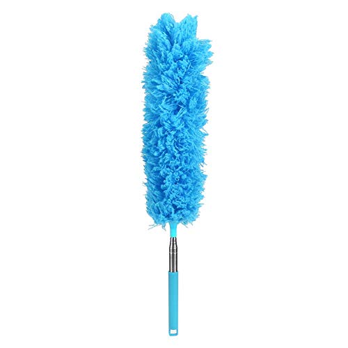 Limpiador de Polvo Hogar Plumero Suave y Flexible con extensión telescópica de Acero Inoxidable Poste Microfibra Flexible Extensible Dusters Brush Cepillo para Polvo Lavable(Cielo Azul)