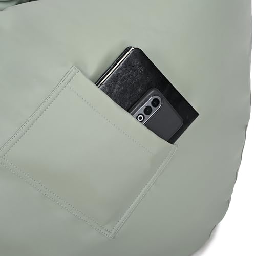 Image of 4XL Premium Leatherette Bean Bag with Rectangular Footrest & 16x16 Inch Cushion | High Density Beans Filled | Side Pocket & Easy to Carry Handle | 6 Months Warranty Color- (Pastel Green, 4XL)