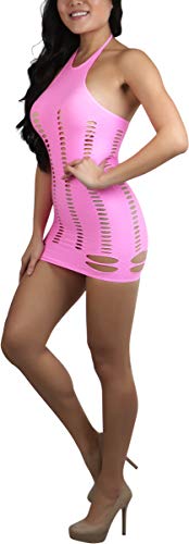 Image of ToBeInStyle Women's Stretch See Through Fishnet Novelty Mini Rave Party Dress